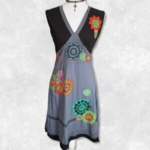 Y2K Euro Boho Patterned Midi Dress Size M